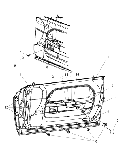 2012 Dodge Challenger Pull Handle, Front Diagram for 68054650AA