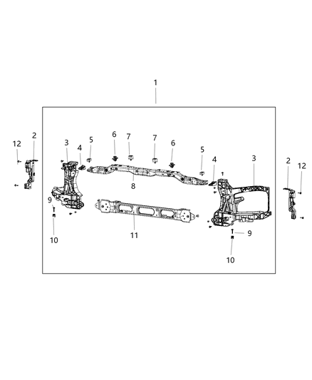 2017 Ram 3500 Cab Chassis(<10K lb.) Radiator Support Diagram