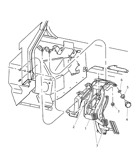 2001 Dodge Viper Pedal Assembly Adjustable Diagram for 4763022AD