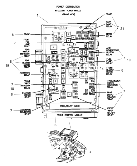 2005 Dodge Caravan Fuse & Relay Box Diagram for 5102969AB