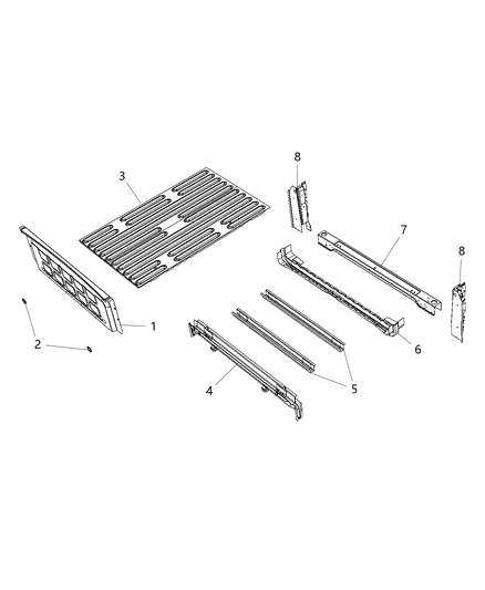 2020 Ram 2500 Pickup Box Crossmembers, Reinforcements And Shields Diagram 1 - Thumbnail