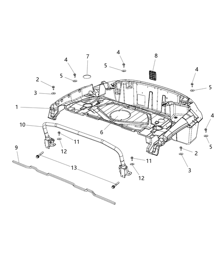 2015 Dodge Viper Floor Pan Trunk & Sport Bar Diagram