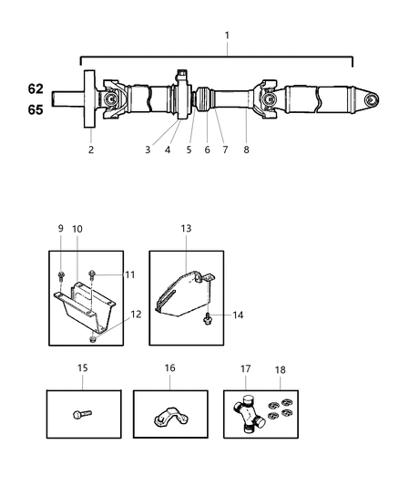 1999 Dodge Ram 2500 Regular Cab Propeller Shaft - Rear Diagram 3 - Thumbnail