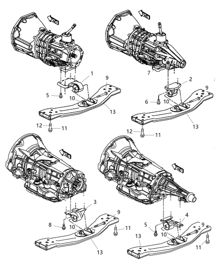 2003 Jeep Liberty Transmission Mount Diagram for 52128651AA
