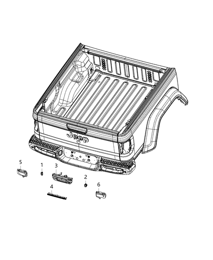 2021 Jeep Gladiator Lamps - Rear Diagram 1 - Thumbnail