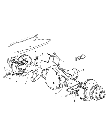 2001 Dodge Ram 2500 Regular Cab Lines & Hoses, Disc Brake, Rear Diagram