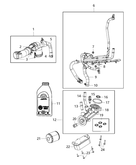 2017 Ram 2500 Engine Oil , Engine Oil Filter Adapter And Cooler Diagram 2 - Thumbnail