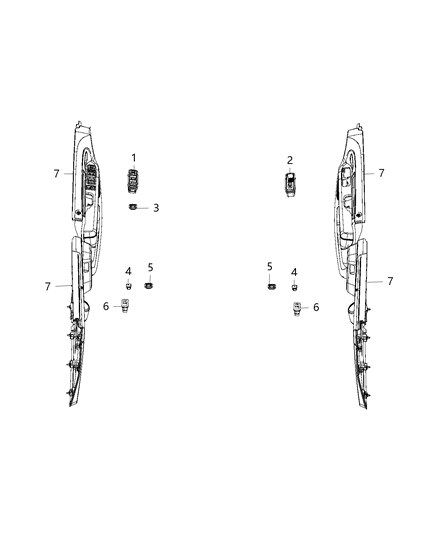 2016 Dodge Grand Caravan Switch Quarter Vent Window Diagram for 68110874AB