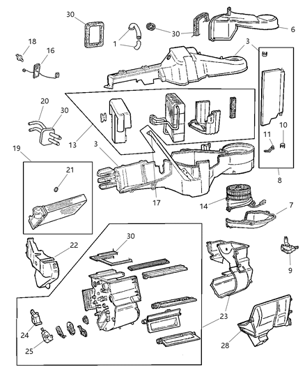 2000 Dodge Caravan Air Conditioning & Heater Unit Diagram 1 - Thumbnail