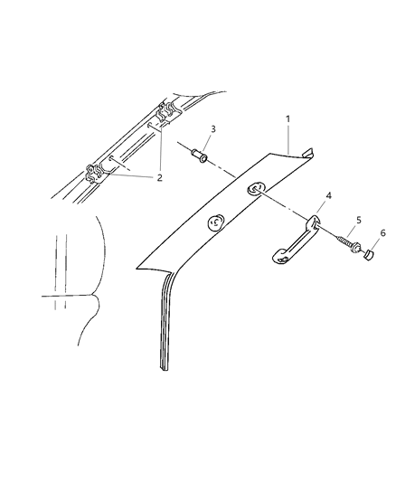 1998 Dodge Ram 2500 Quad & Club Cab A - Pillar Diagram