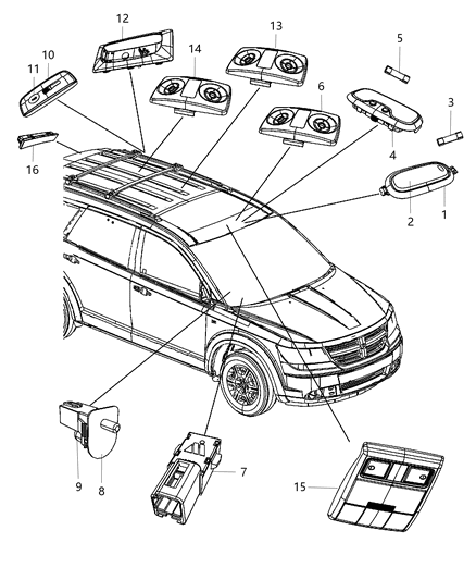 2014 Dodge Journey Overhead Console Diagram for 1MU02HDAAB