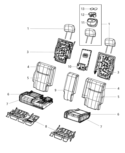 2012 Dodge Journey Rear Seat - Split Seat Diagram 1 - Thumbnail