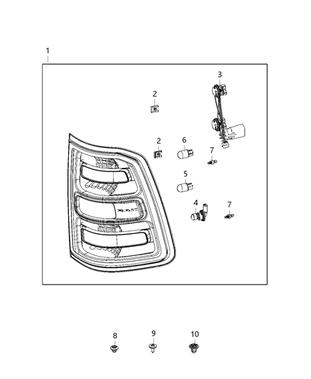 2020 Ram 1500 New Style Parts, Tail Lamps Service Diagram 7 - Thumbnail