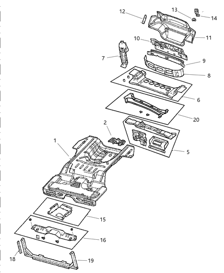 1998 Chrysler Sebring Crossmember Rear Suspension Diagram for 4696813AB