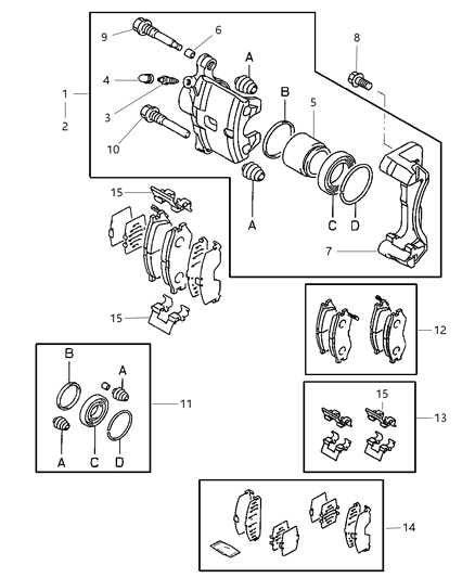 2002 Dodge Stratus Caliper, Front Driver Side Diagram for MR449855