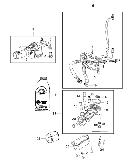 2018 Ram 2500 Engine Oil , Engine Oil Filter And Adapter And Cooler Diagram 2 - Thumbnail
