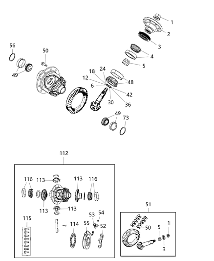 2018 Jeep Wrangler All-new Model Differential Assembly of Rear Axle; Differential And Drive Line Diagram 6 - Thumbnail