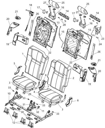 2007 Jeep Commander Headrest, Gray, Rear Diagram for 1DU791D1AA