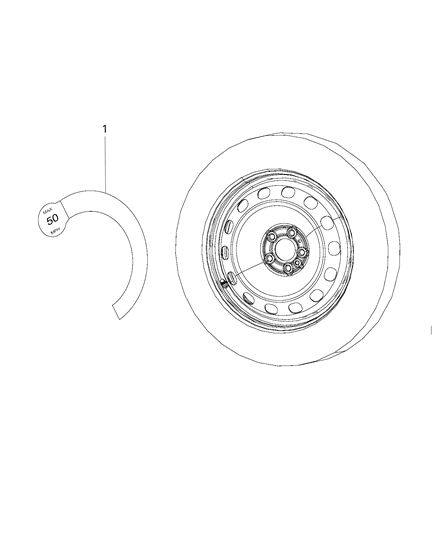 2020 Jeep Renegade Label Space Saver Spare Warning Diagram for 68202010AA