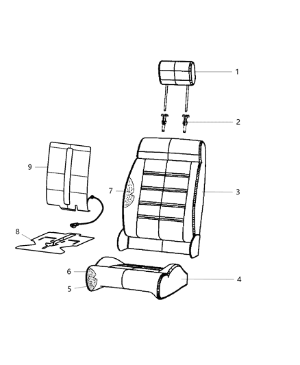 2017 Jeep Wrangler Front Seat - Bucket Diagram 1 - Thumbnail