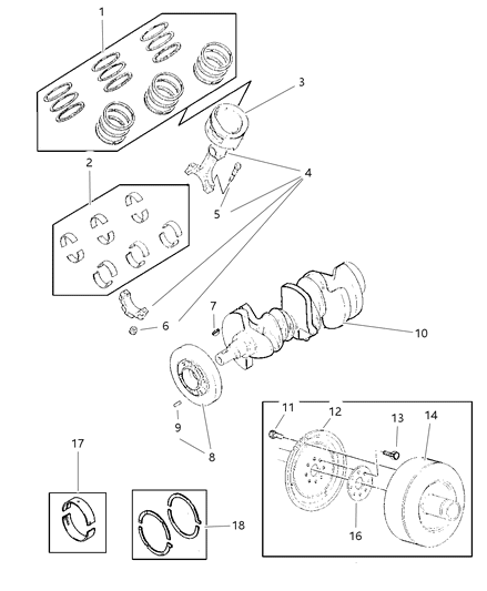 1997 Dodge Caravan Crankshaft , Piston And Torque Converter Diagram 2 - Thumbnail