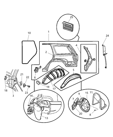 2004 Jeep Grand Cherokee Seal Rear Door Diagram for 55135958AI