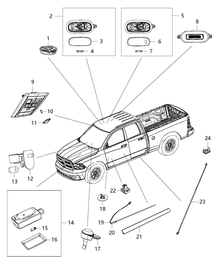2014 Ram 1500 Lamp Dome Diagram for 1VF65BD1AC