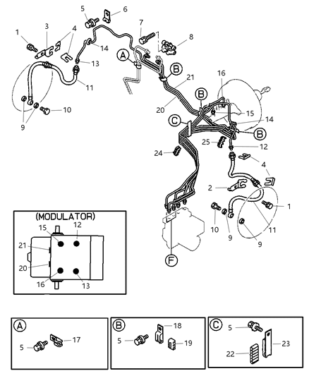 1999 Chrysler Sebring Coupe Front Brake Lines Diagram 1 - Thumbnail