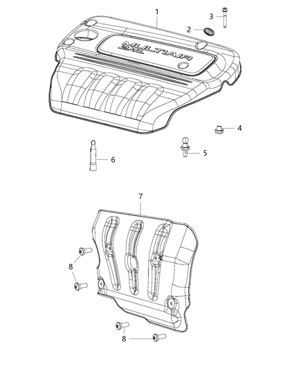 2021 Jeep Compass Engine Cover & Related Parts Diagram 1 - Thumbnail