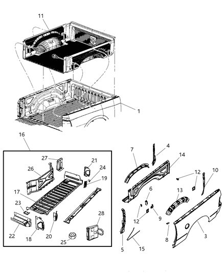 2010 Dodge Ram 1500 Panel Closeout Diagram for 55112318AB