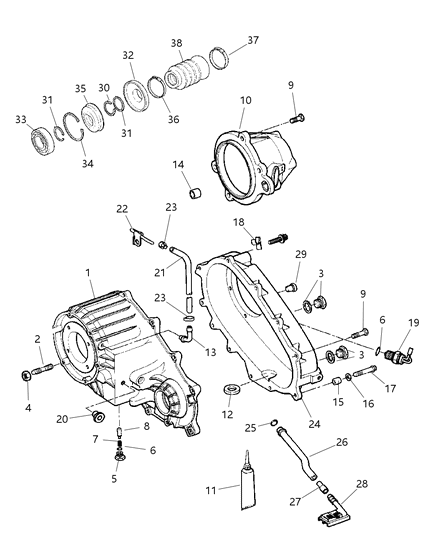 1999 Jeep Grand Cherokee Case & Related Parts of Transfer Case Model Diagram 1 - Thumbnail