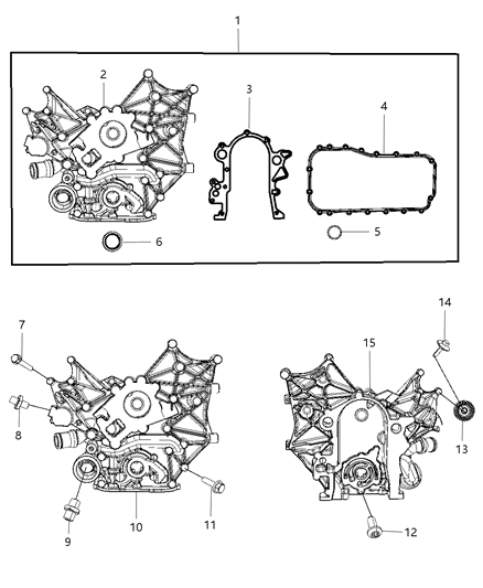2007 Jeep Wrangler Timing Chain Package & Cover & Mounting & Components Diagram 3 - Thumbnail