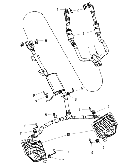 2014 Dodge Charger Muffler & Pipe Assembly, Driver Side Diagram for 68217349AA