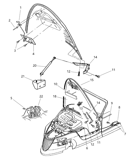 2001 Chrysler Prowler Release Cable Diagram for 4786415