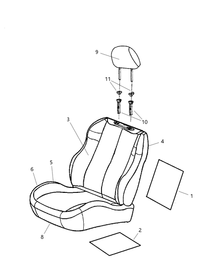 2004 Jeep Grand Cherokee Seat Back Cover, Front Diagram for WK361DVAA