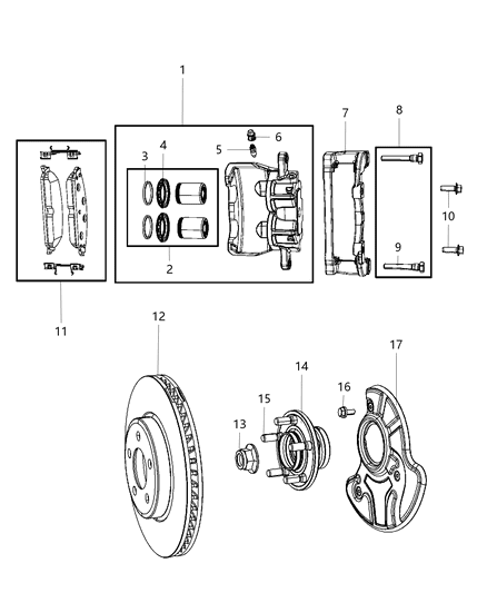 2008 Chrysler 300 Rotor Brake Front Diagram for V5019197AA