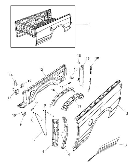 2016 Ram 3500 Pickup Pick Up Box Diagram 1 - Thumbnail