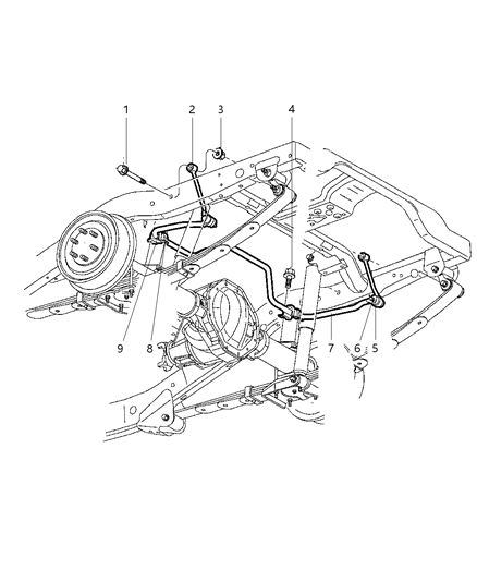 2003 Dodge Durango Stabilizer Bar Bushing, Rear Diagram for 52106099AA