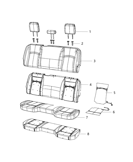 2020 Ram 5500 Rear Seat, Bench Diagram