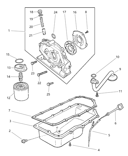 1999 Chrysler Sebring Convertible Engine Oiling Diagram 1 - Thumbnail