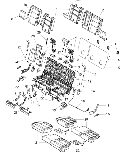 2014 Jeep Grand Cherokee Rear Seat - Split Seat Diagram 7 - Thumbnail