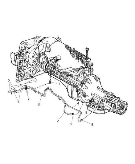 1999 Jeep Grand Cherokee Transmission Oil Cooler & Lines Diagram 1 - Thumbnail