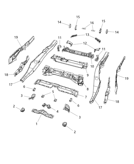 2019 Jeep Grand Cherokee Front Reinforcement, Rear Diagram for 68269982AA