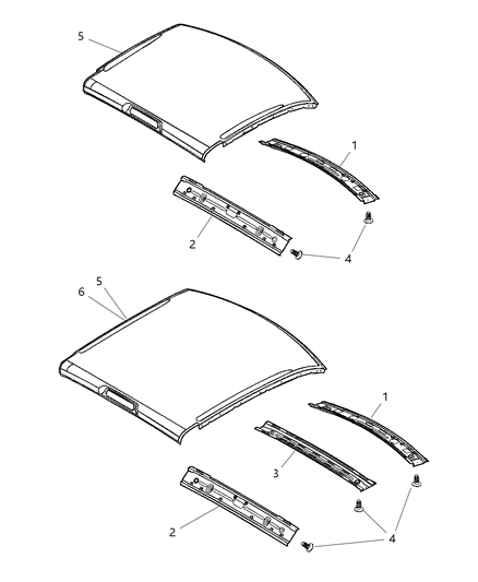 2007 Dodge Ram 1500 Windshield Header, Front Diagram for 55275801AA