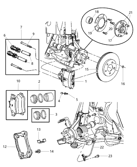 2005 Dodge Neon Hub Assembly, Front Diagram for 4670292AF