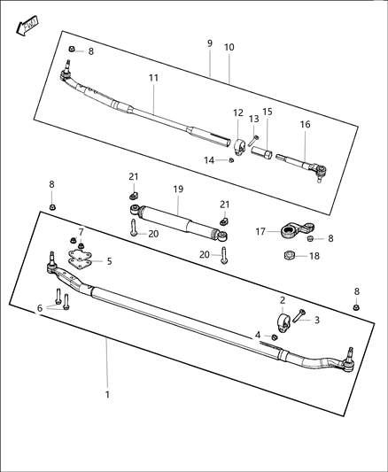 2019 Ram 3500 Tube Assembly Steering Linkage Cross Bar Linkage Diagram for 68369910AC