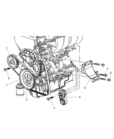 2007 Dodge Caravan Pulley & Related Parts Diagram 1 - Thumbnail