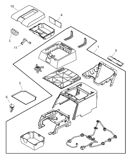 2007 Dodge Ram 3500 Cab Chassis Console Floor Rear Diagram