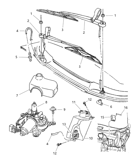 2000 Dodge Viper Wiper Motor Diagram for 4643065