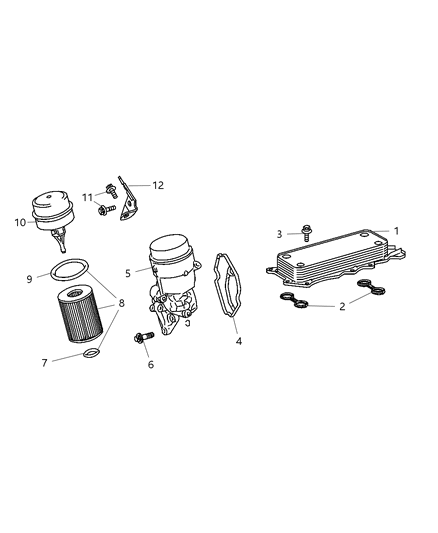 2008 Dodge Sprinter 2500 Engine Oil Cooler & Hoses / Tubes Diagram 1 - Thumbnail